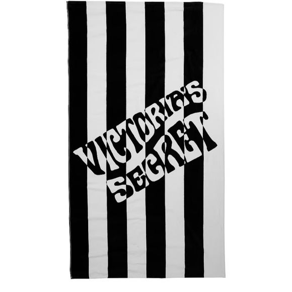 Victoria Secret Black & White Striped Towel - Picture 1 of 2